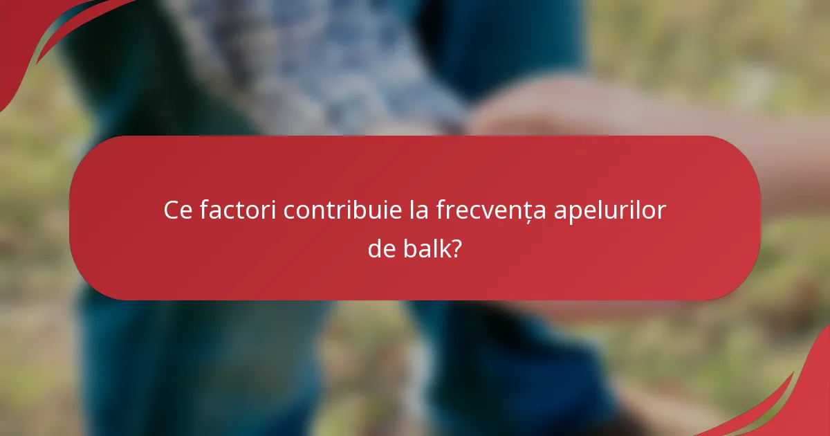 Ce factori contribuie la frecvența apelurilor de balk?