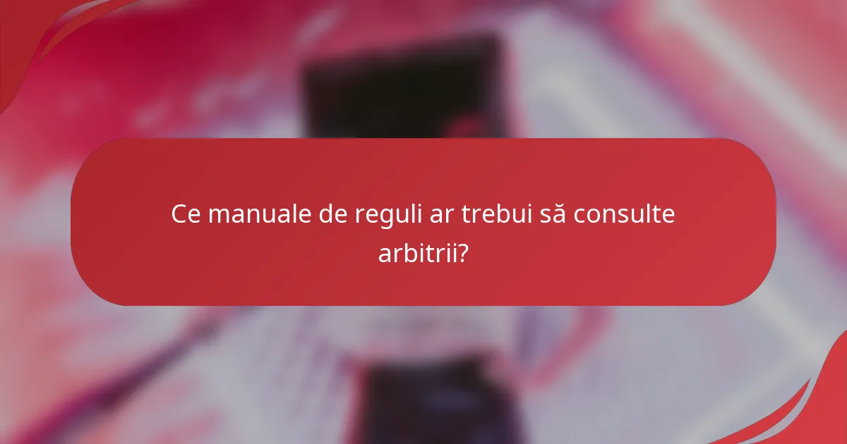 Ce manuale de reguli ar trebui să consulte arbitrii?