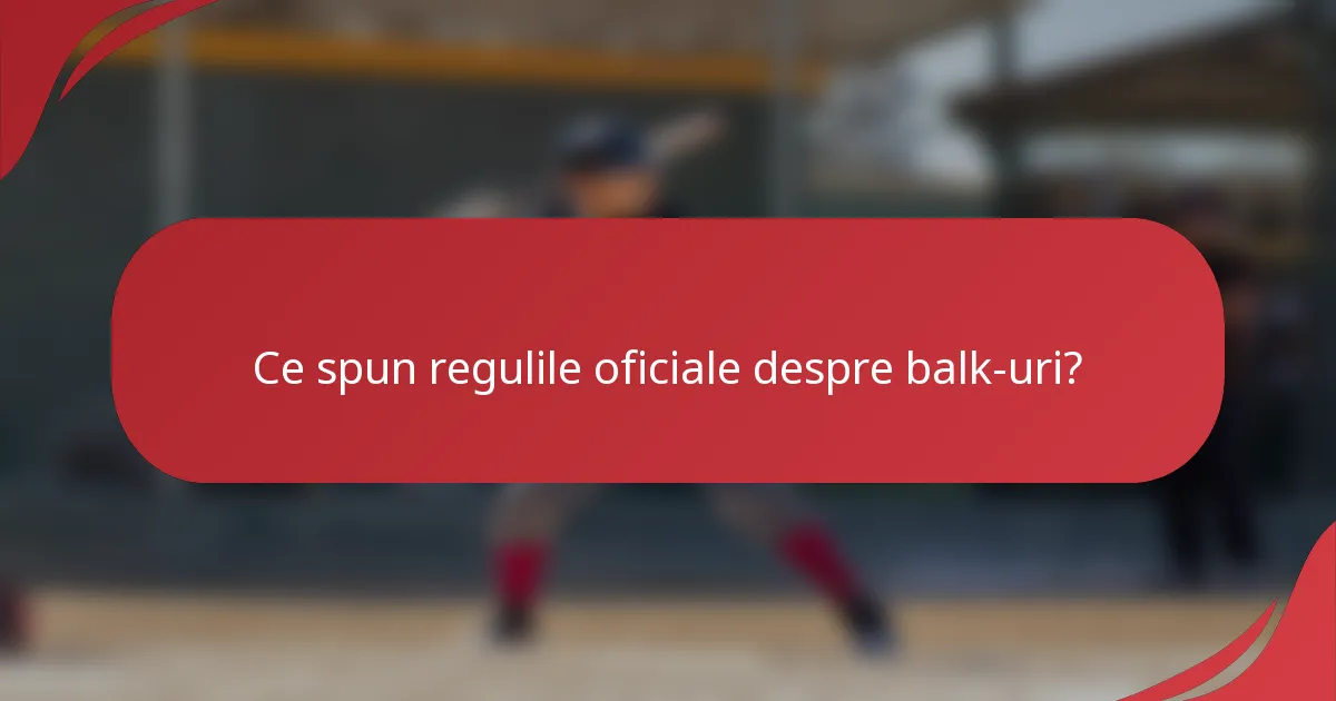 Ce spun regulile oficiale despre balk-uri?